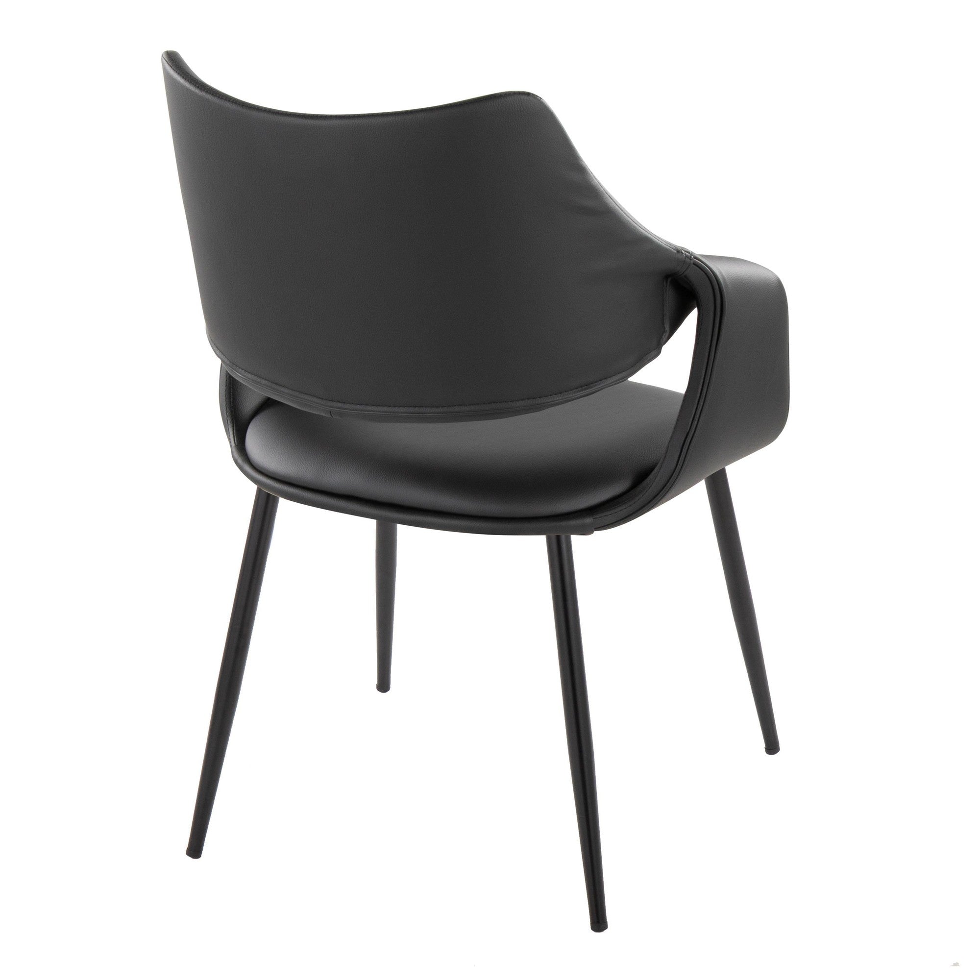 Curvo High Back Upholstered Chair - Set of 2 - Black Metal, Black PU