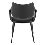 Curvo High Back Upholstered Chair - Set of 2 - Black Metal, Black PU