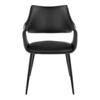 Curvo High Back Upholstered Chair - Set of 2 - Black Metal, Black PU