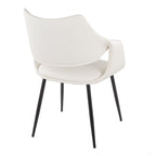 Curvo High Back Upholstered Chair - Set of 2 - Black Metal, White PU