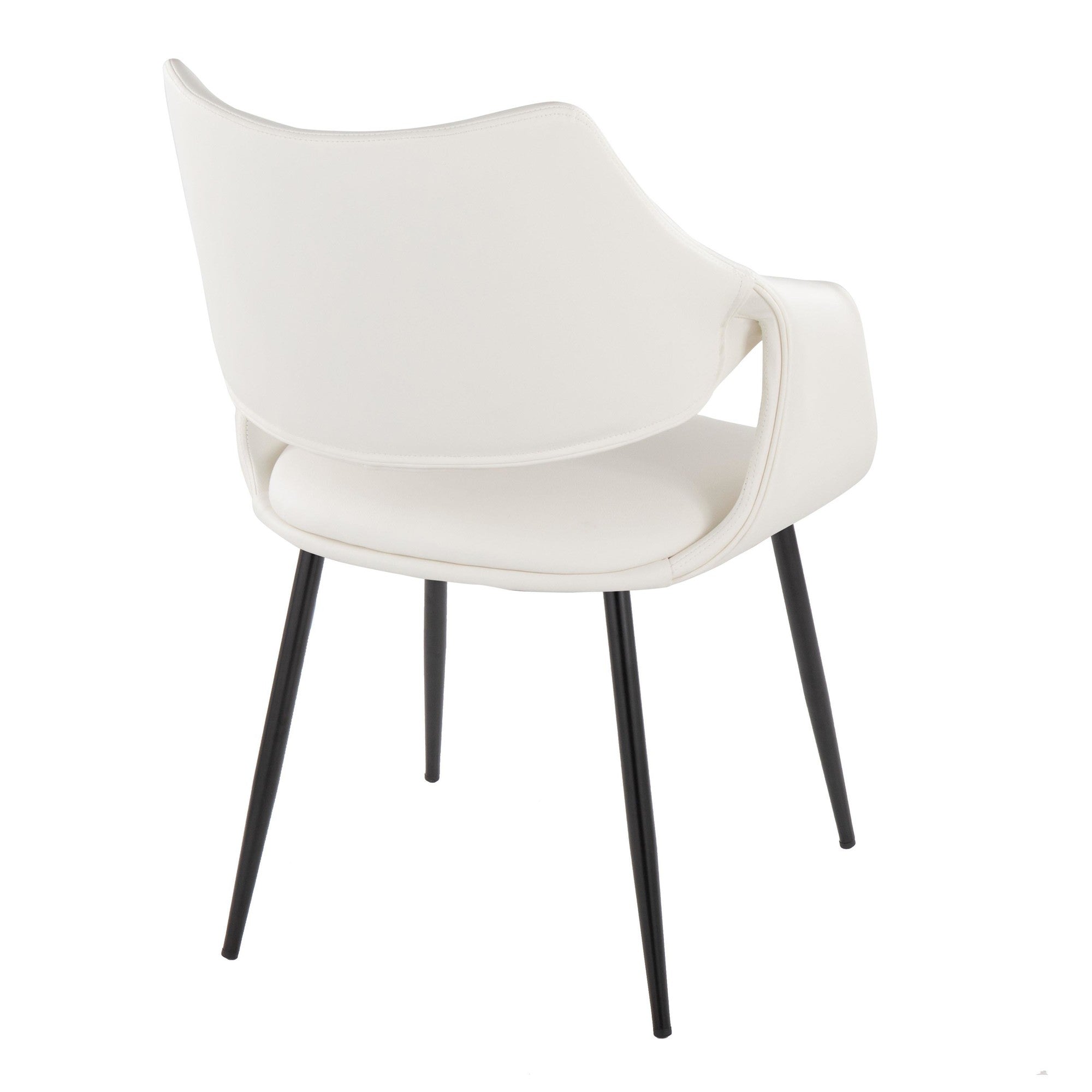 Curvo High Back Upholstered Chair - Set of 2 - Black Metal, White PU