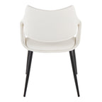 Curvo High Back Upholstered Chair - Set of 2 - Black Metal, White PU