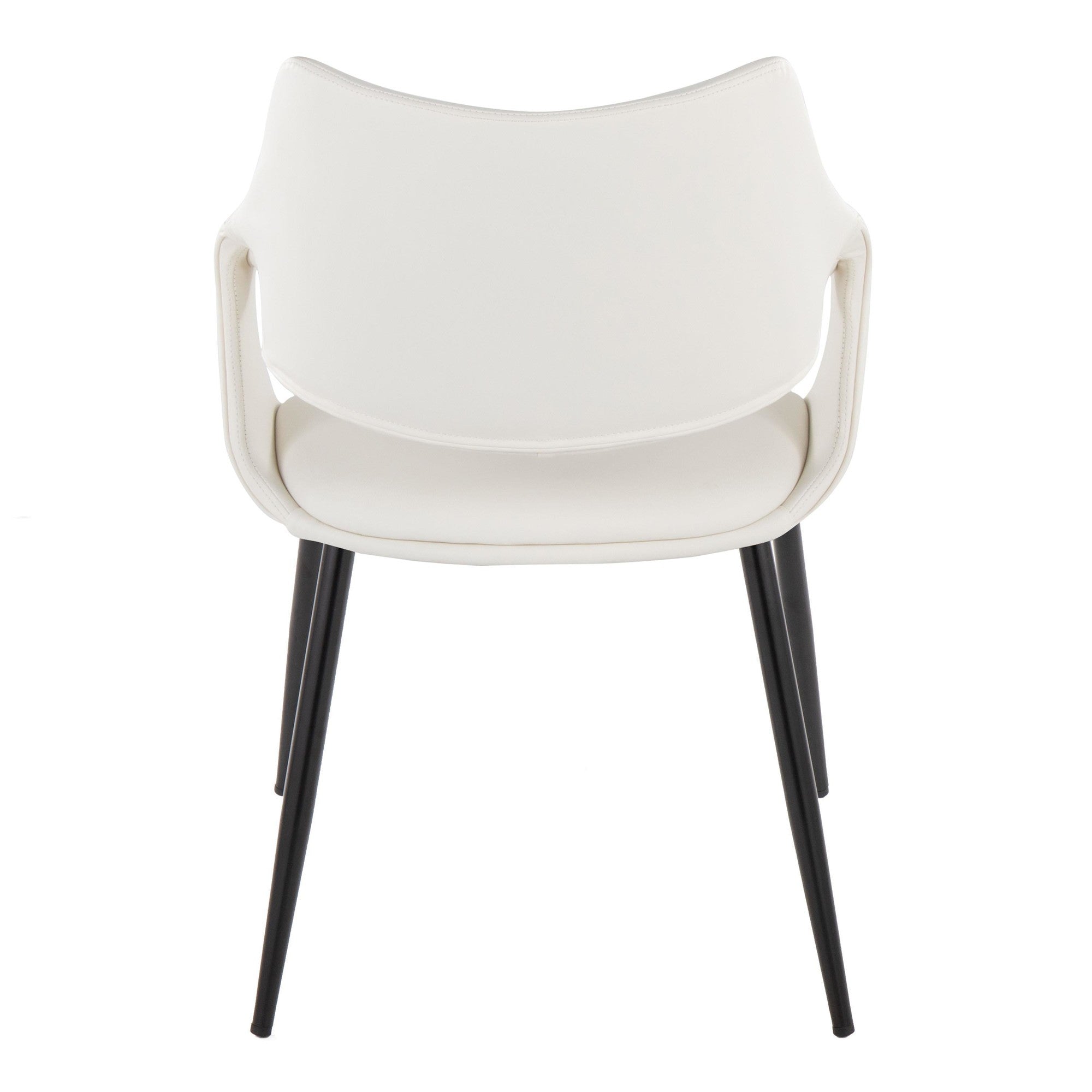 Curvo High Back Upholstered Chair - Set of 2 - Black Metal, White PU