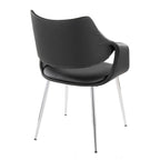 Curvo High Back Upholstered Chair - Set of 2 - Chrome Metal, Black PU