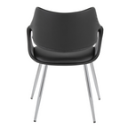 Curvo High Back Upholstered Chair - Set of 2 - Chrome Metal, Black PU