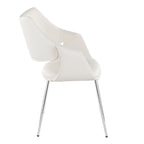 Curvo High Back Upholstered Chair - Set of 2 - Chrome Metal, White PU