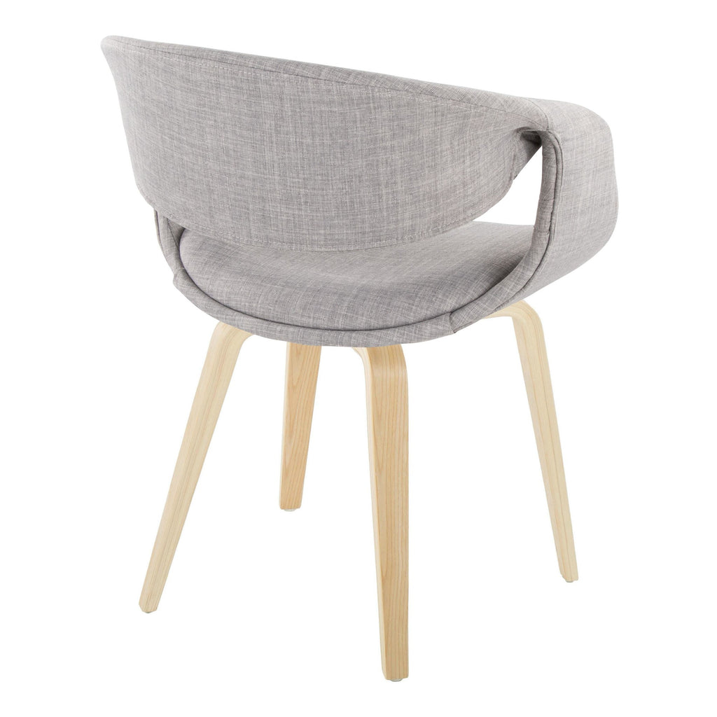 Curvo Upholstered Chair - Set of 2 - Natural Wood, Grey Fabric