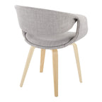 Curvo Upholstered Chair - Set of 2 - Natural Wood, Grey Fabric