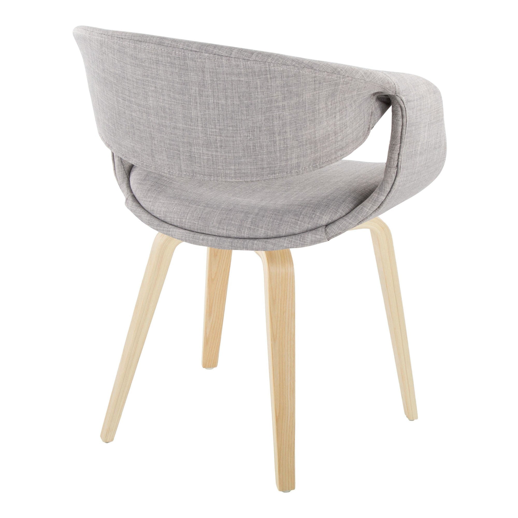 Curvo Upholstered Chair - Set of 2 - Natural Wood, Grey Fabric