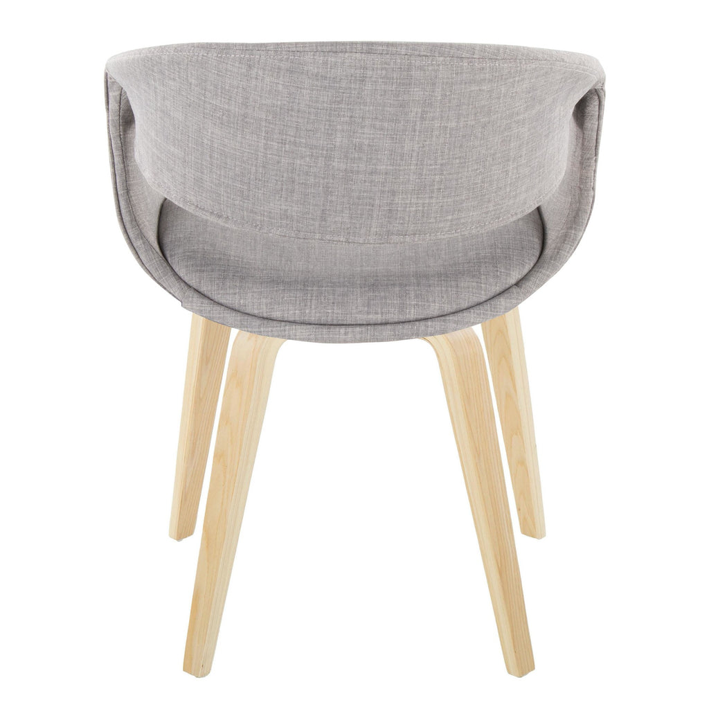 Curvo Upholstered Chair - Set of 2 - Natural Wood, Grey Fabric