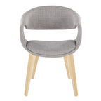 Curvo Upholstered Chair - Set of 2 - Natural Wood, Grey Fabric