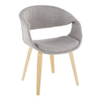 Curvo Upholstered Chair - Set of 2 - Natural Wood, Grey Fabric