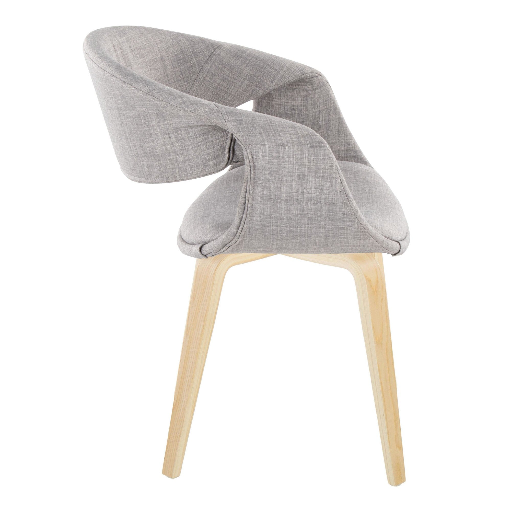 Curvo Upholstered Chair - Set of 2 - Natural Wood, Grey Fabric