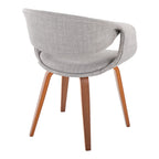 Curvo Upholstered Chair - Set of 2 - Walnut Wood, Grey Fabric