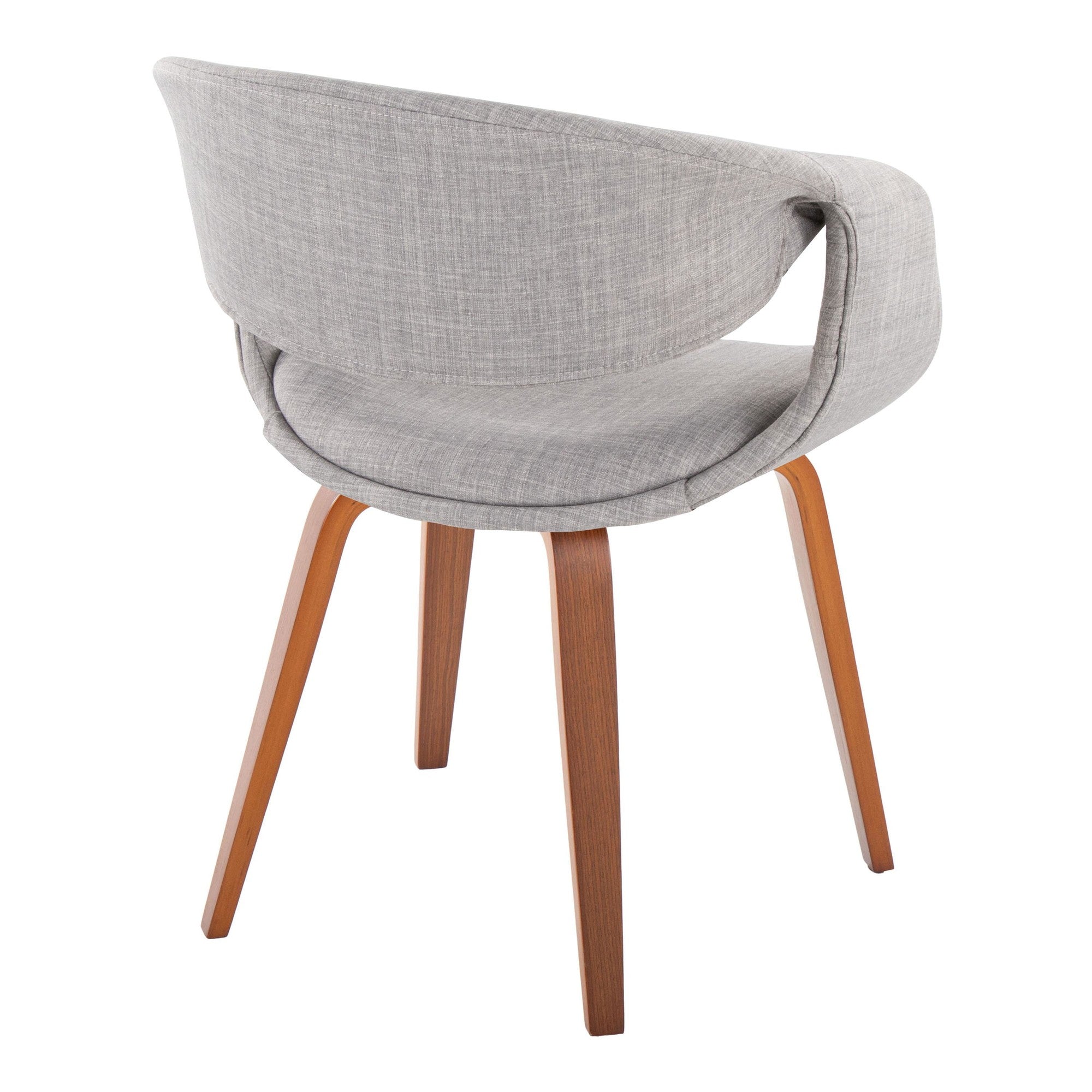 Curvo Upholstered Chair - Set of 2 - Walnut Wood, Grey Fabric