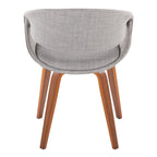 Curvo Upholstered Chair - Set of 2 - Walnut Wood, Grey Fabric