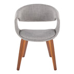 Curvo Upholstered Chair - Set of 2 - Walnut Wood, Grey Fabric