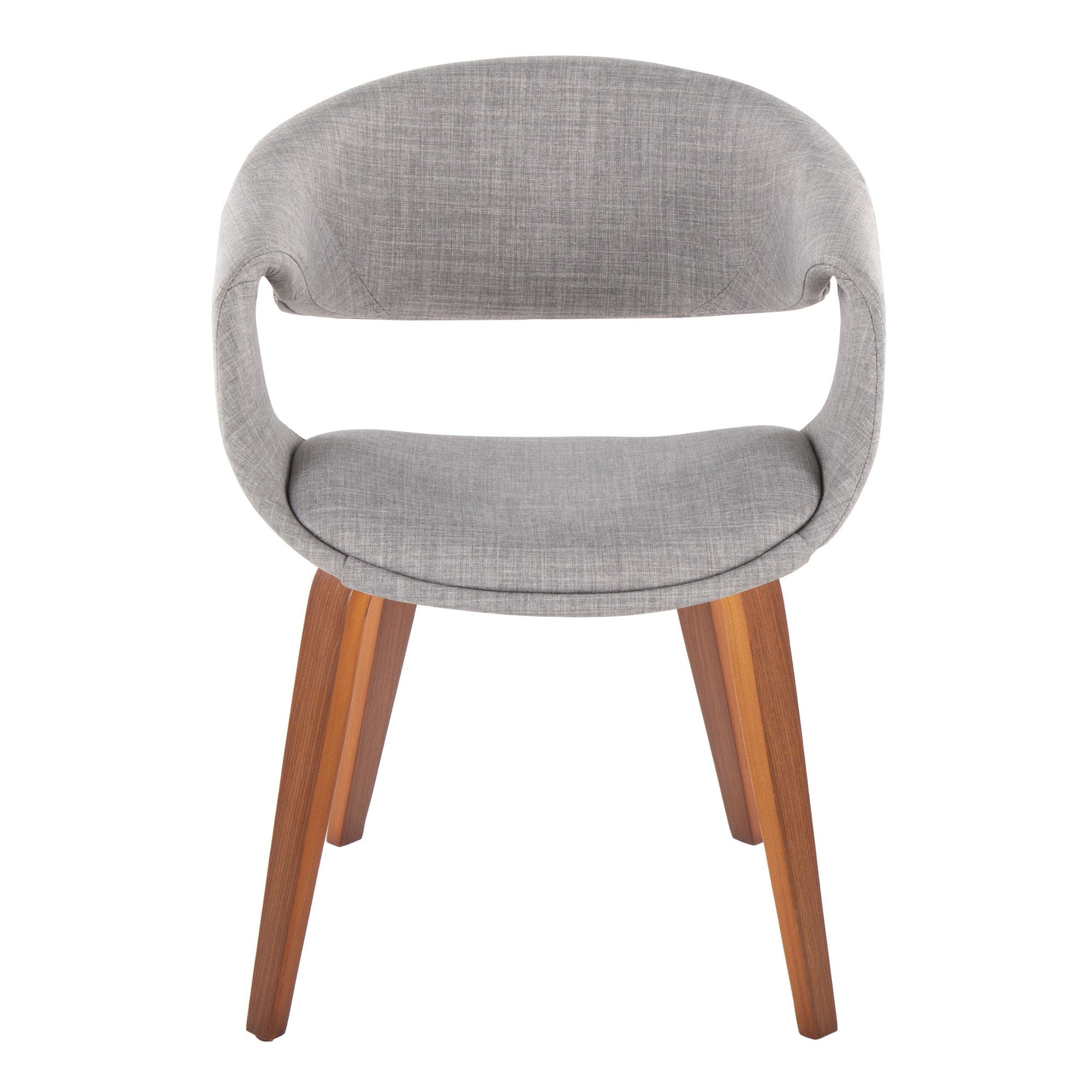 Curvo Upholstered Chair - Set of 2 - Walnut Wood, Grey Fabric