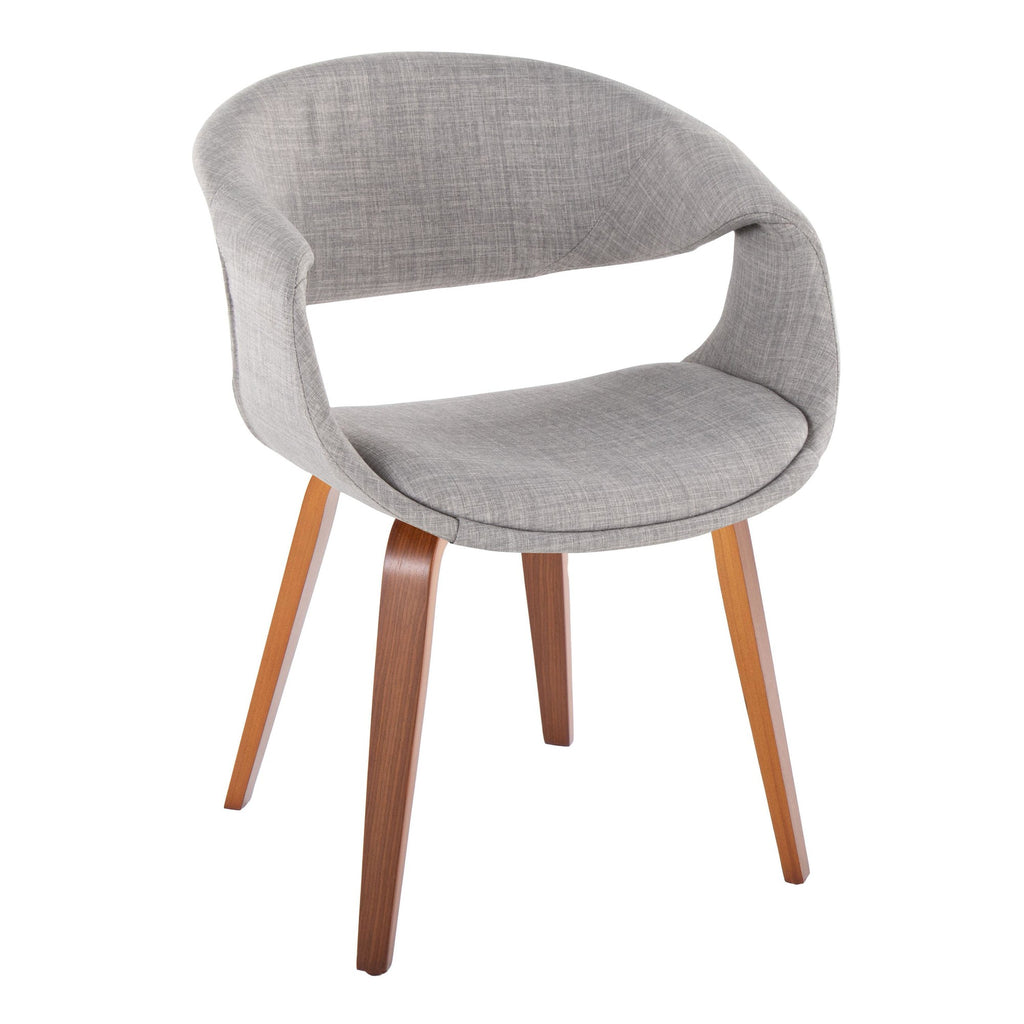 Curvo Upholstered Chair - Set of 2 - Walnut Wood, Grey Fabric
