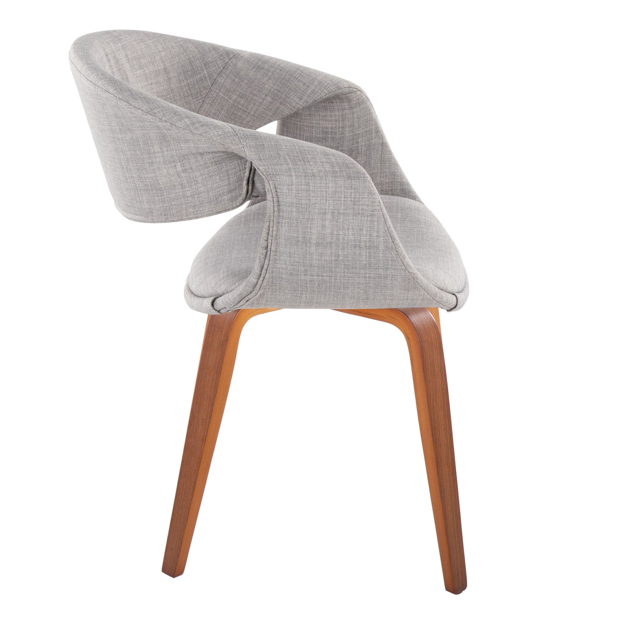 Curvo Upholstered Chair - Set of 2 - Walnut Wood, Grey Fabric
