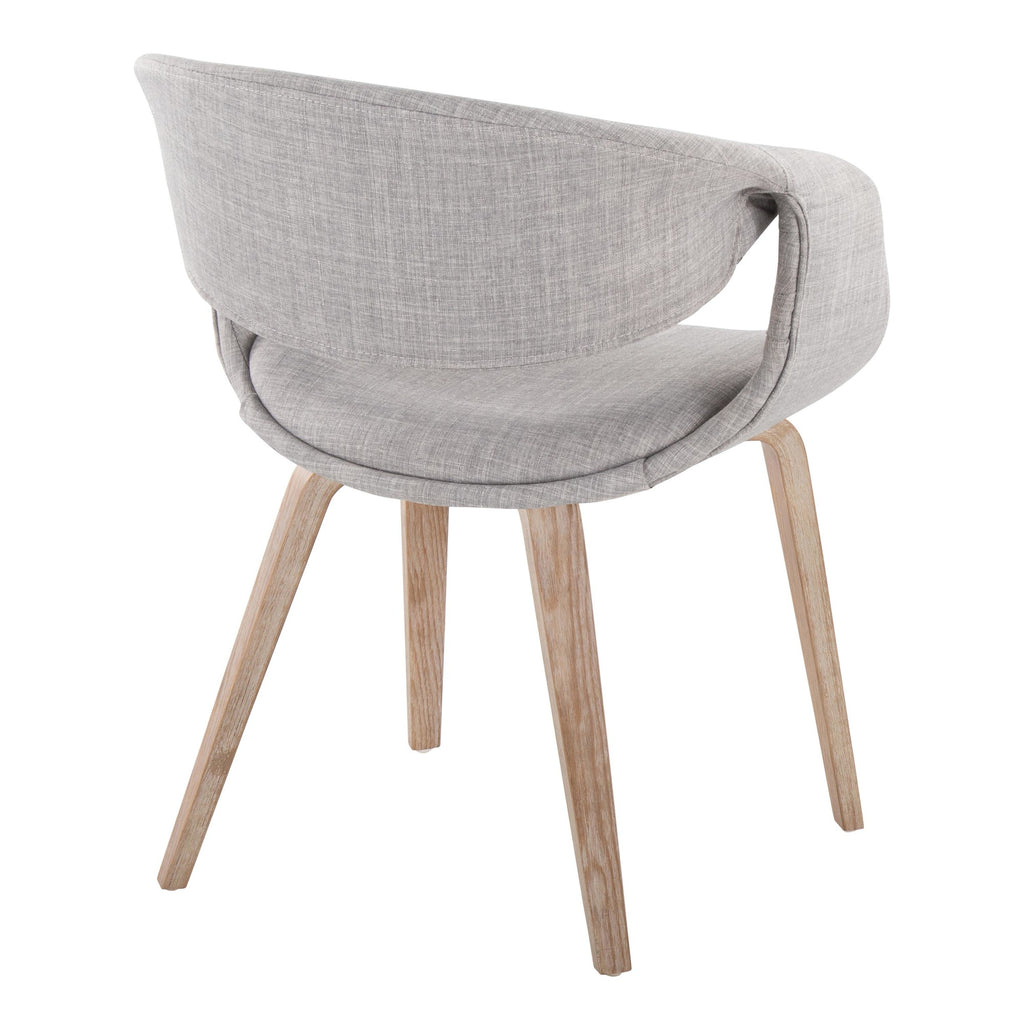 Curvo Upholstered Chair - Set of 2 - Whitewashed Wood, Grey Fabric