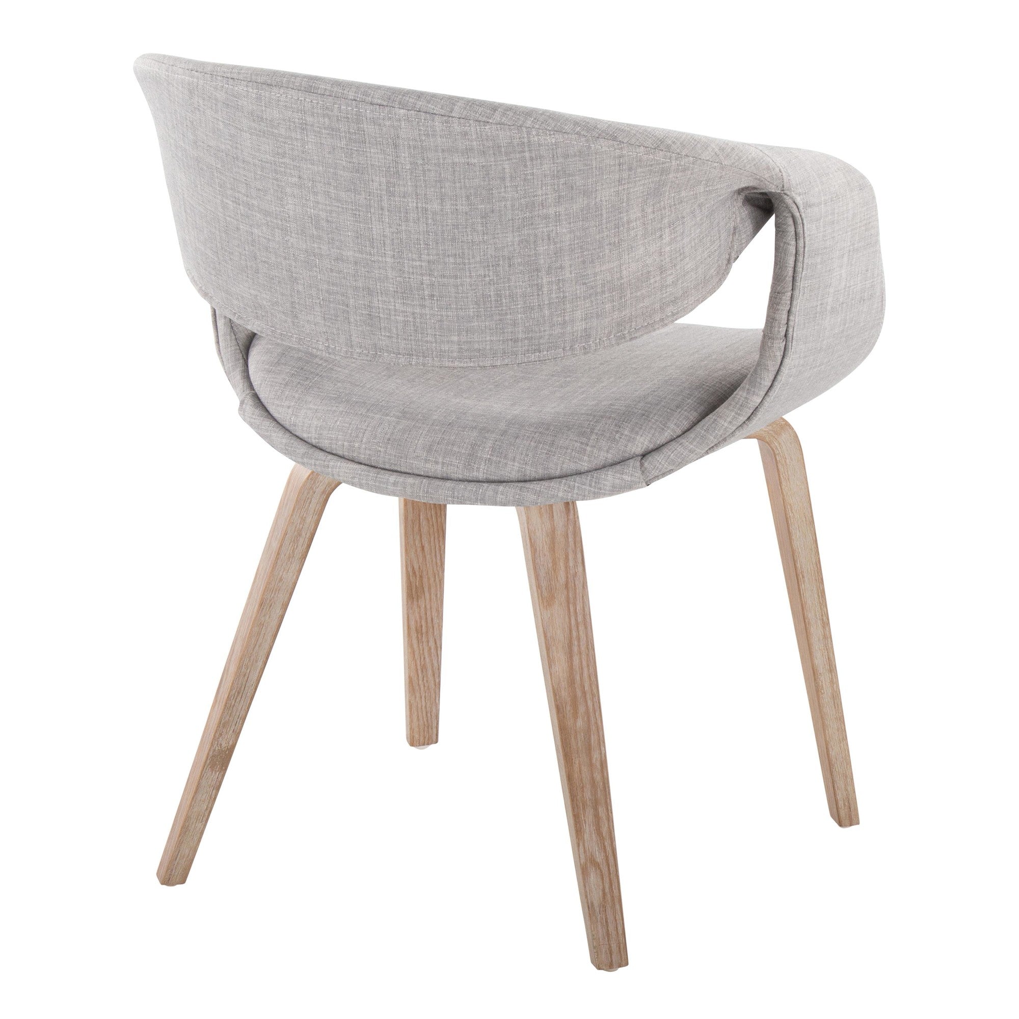 Curvo Upholstered Chair - Set of 2 - Whitewashed Wood, Grey Fabric