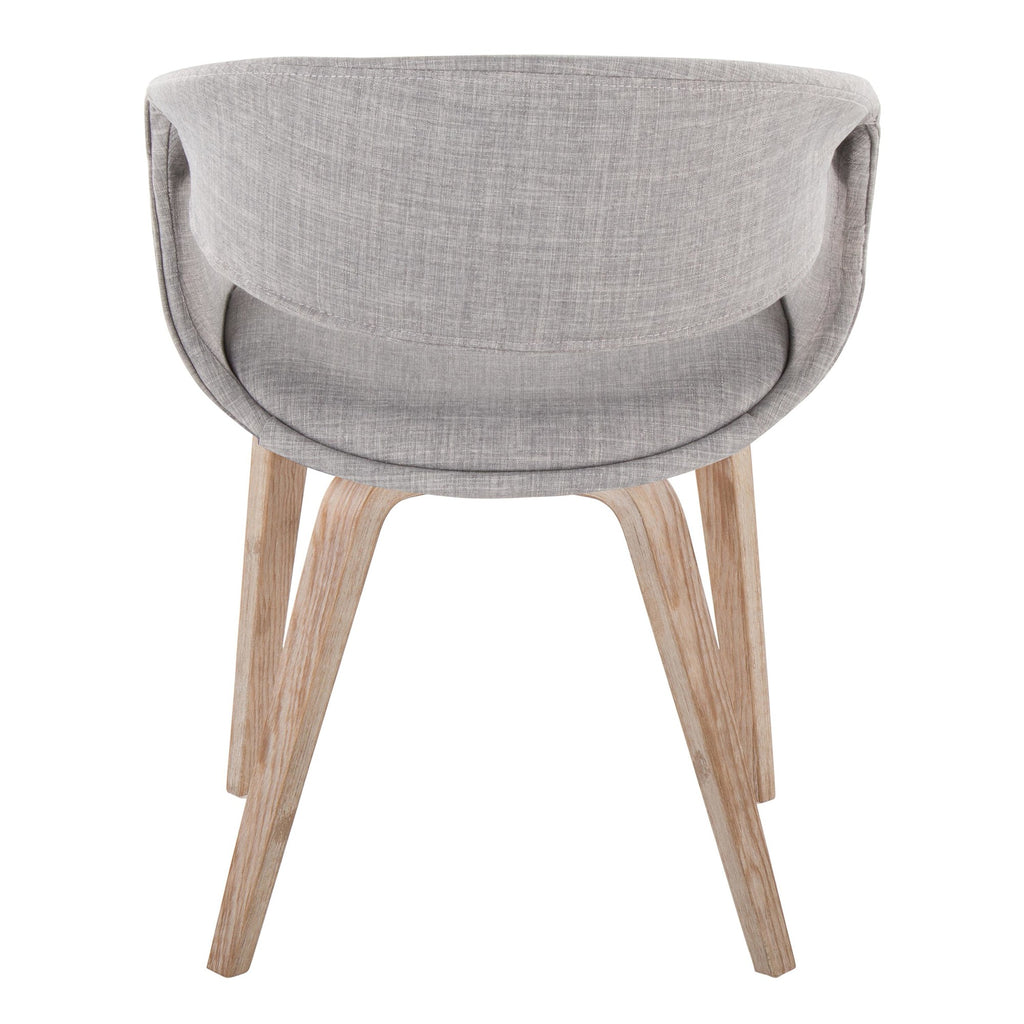 Curvo Upholstered Chair - Set of 2 - Whitewashed Wood, Grey Fabric