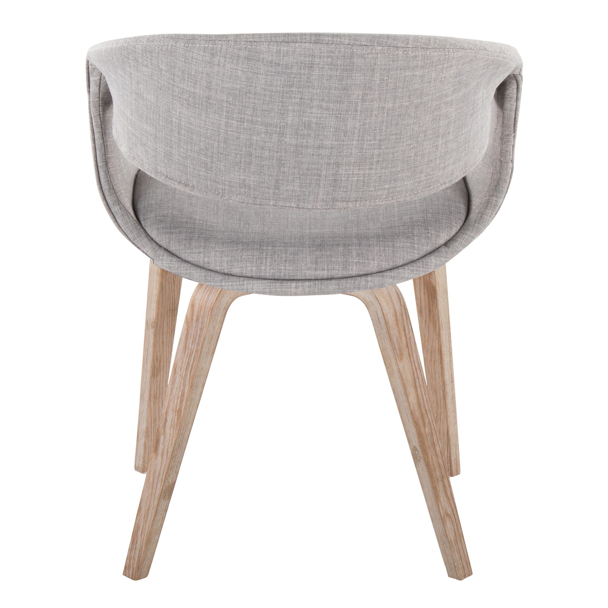Curvo Upholstered Chair - Set of 2 - Whitewashed Wood, Grey Fabric