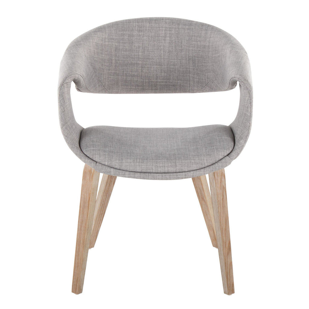 Curvo Upholstered Chair - Set of 2 - Whitewashed Wood, Grey Fabric