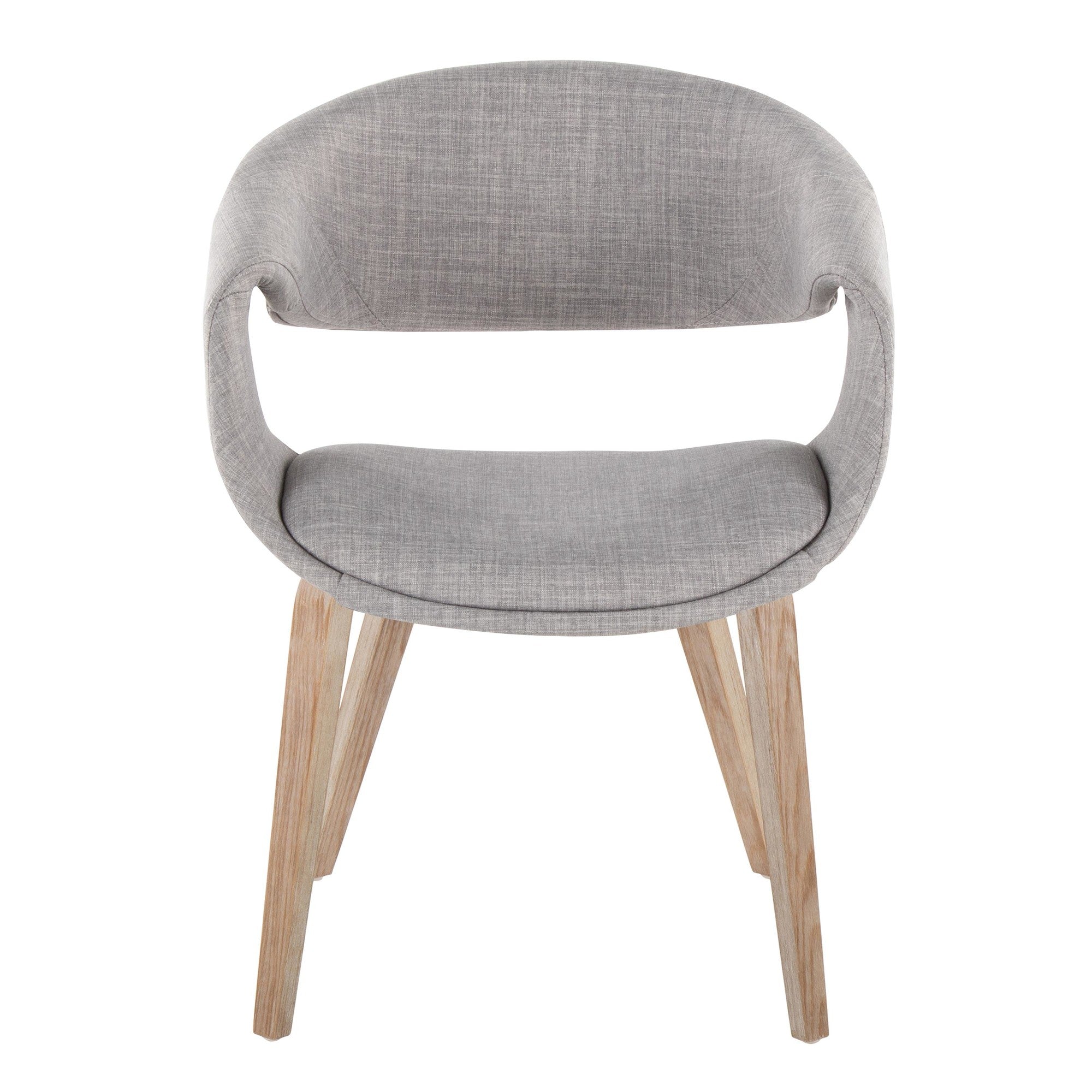 Curvo Upholstered Chair - Set of 2 - Whitewashed Wood, Grey Fabric