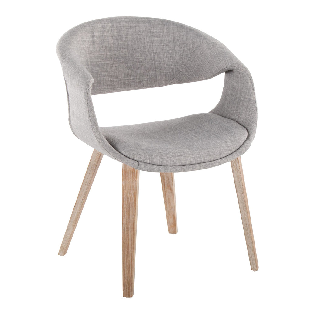 Curvo Upholstered Chair - Set of 2 - Whitewashed Wood, Grey Fabric