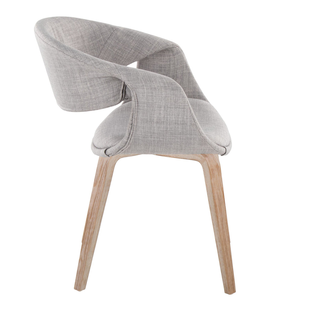 Curvo Upholstered Chair - Set of 2 - Whitewashed Wood, Grey Fabric