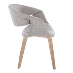 Curvo Upholstered Chair - Set of 2 - Whitewashed Wood, Grey Fabric