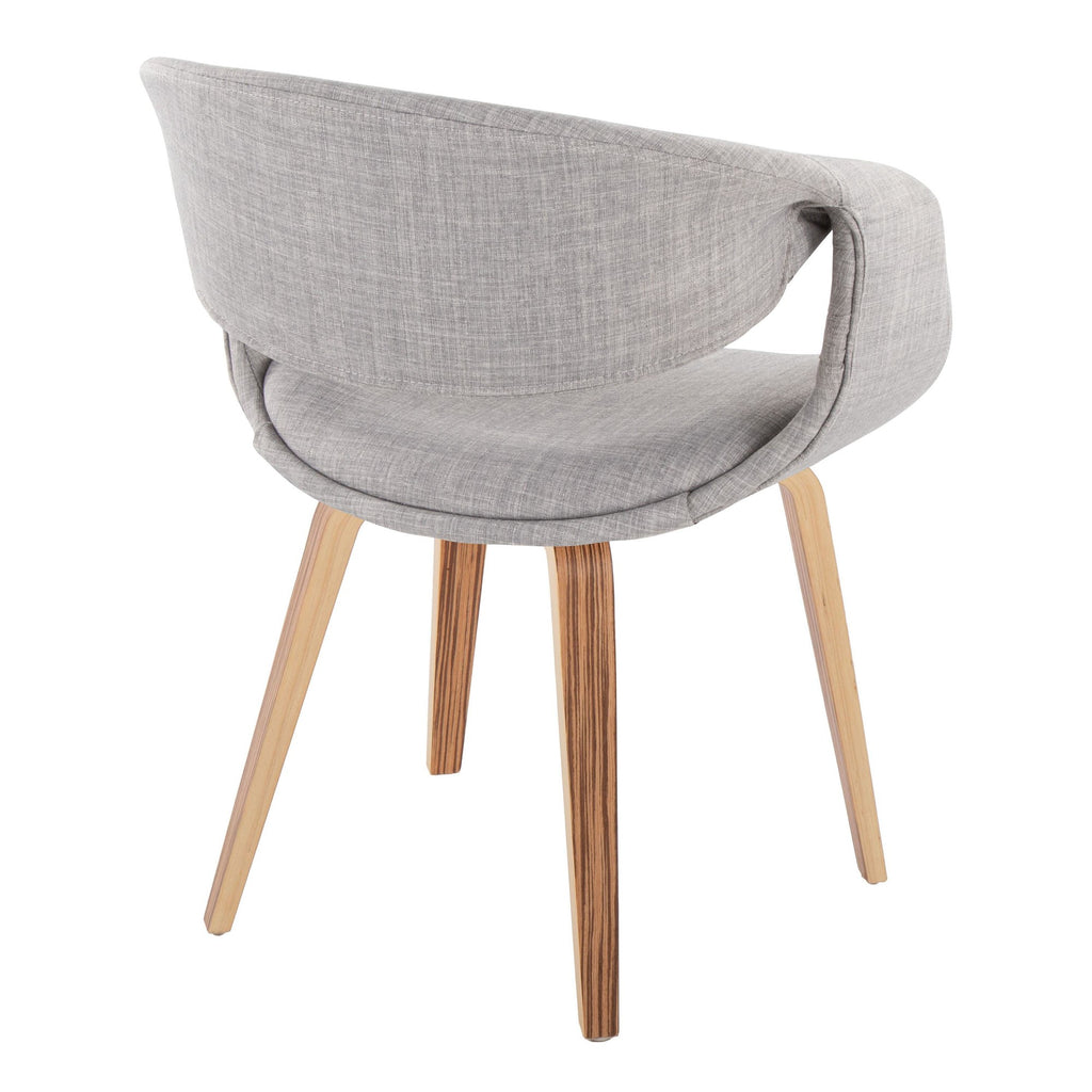 Curvo Upholstered Chair - Set of 2 - Zebra Wood, Grey Fabric