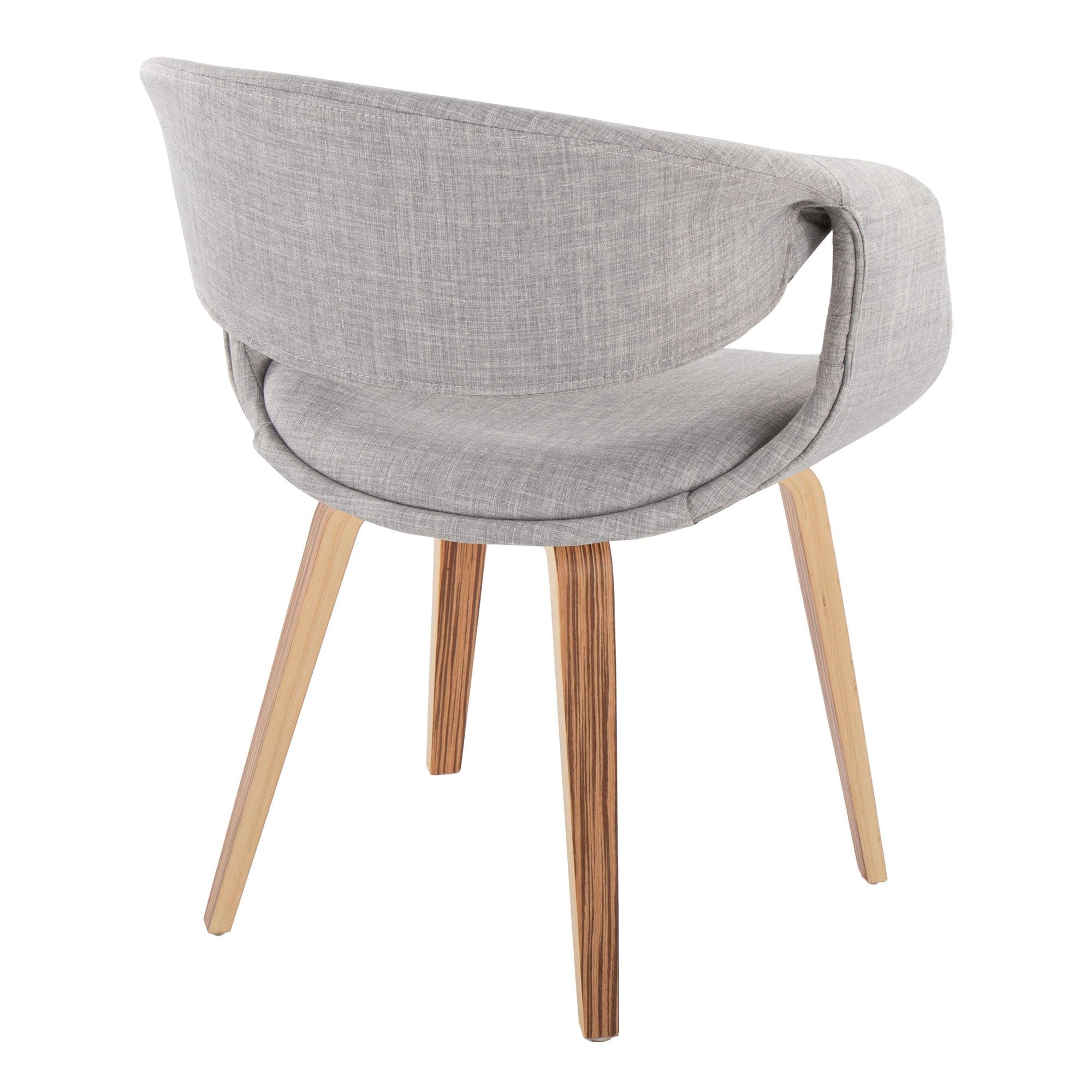 Curvo Upholstered Chair - Set of 2 - Zebra Wood, Grey Fabric