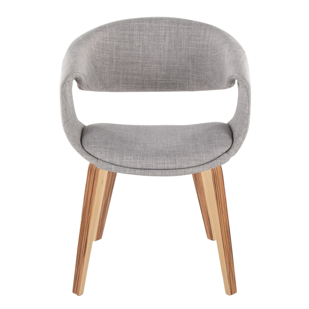 Curvo Upholstered Chair - Set of 2 - Zebra Wood, Grey Fabric
