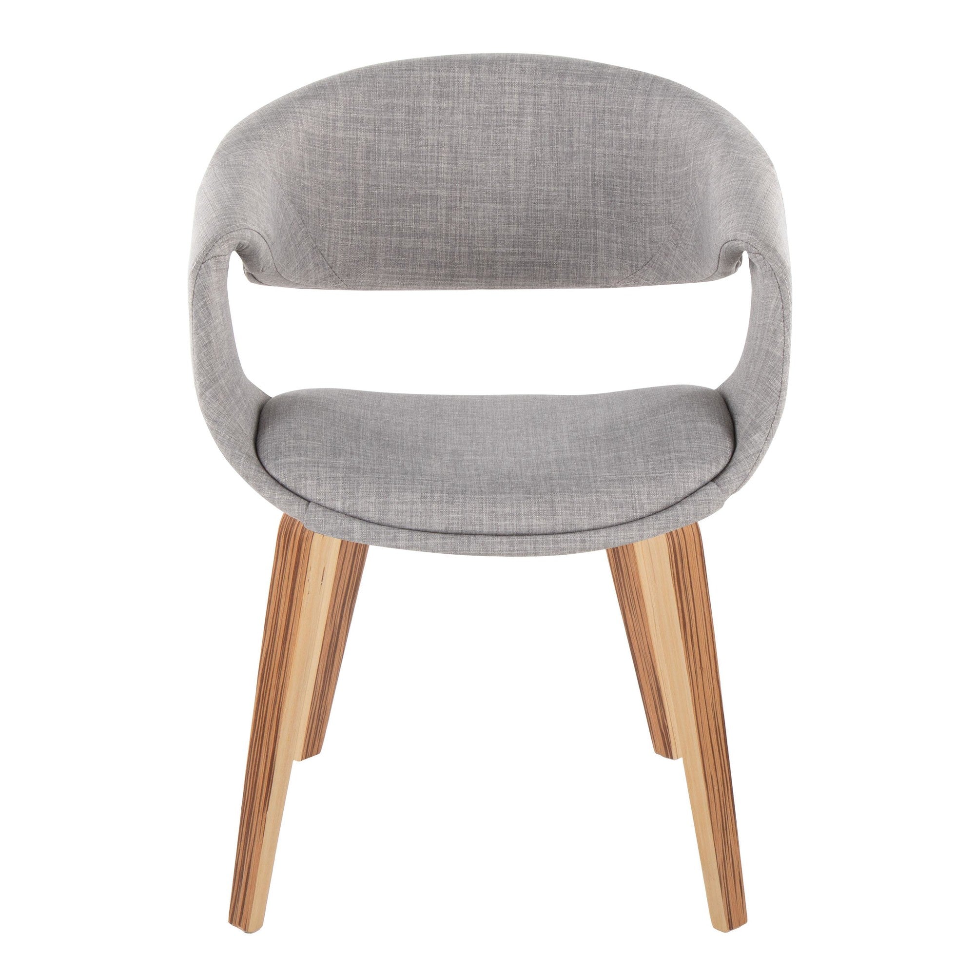 Curvo Upholstered Chair - Set of 2 - Zebra Wood, Grey Fabric
