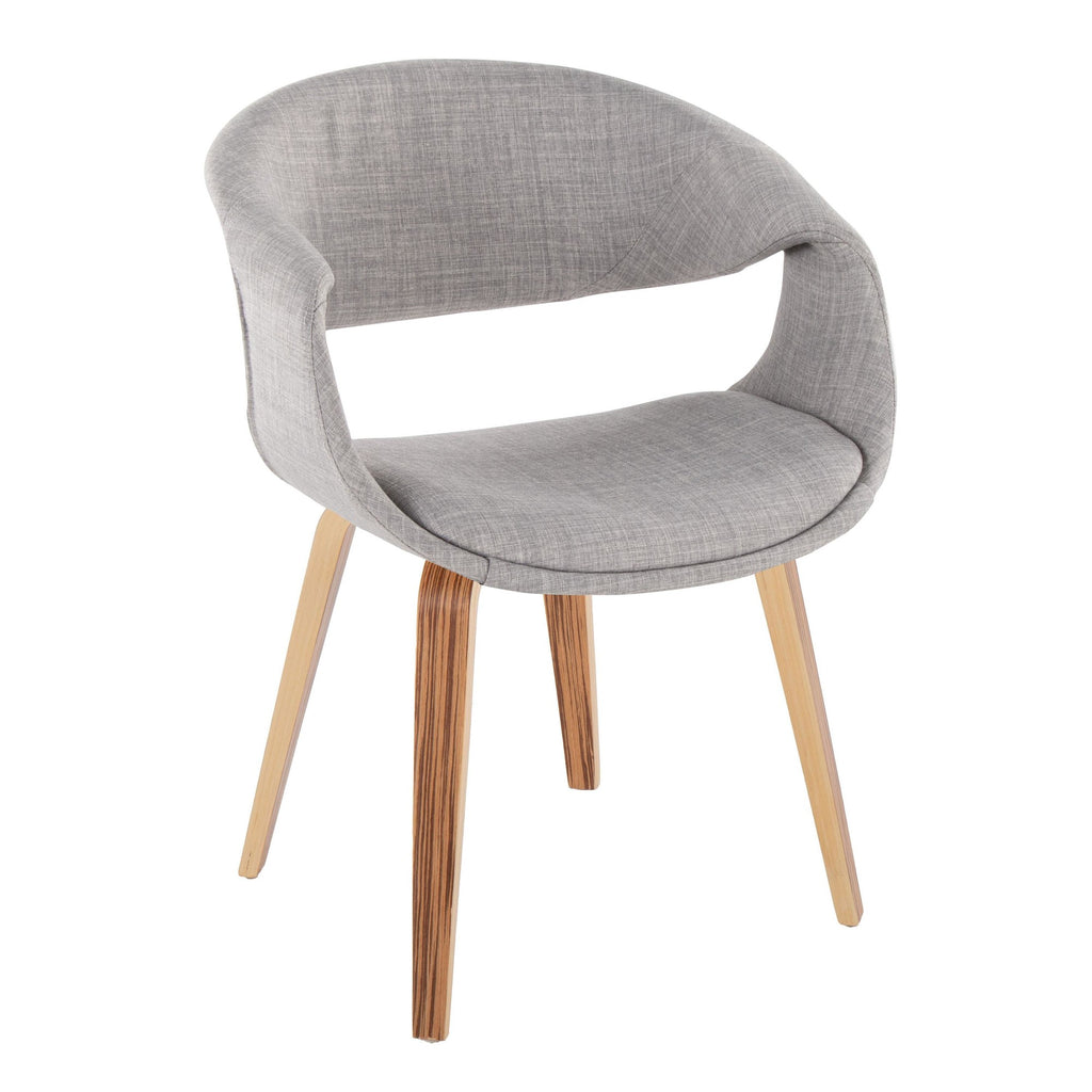 Curvo Upholstered Chair - Set of 2 - Zebra Wood, Grey Fabric