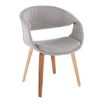 Curvo Upholstered Chair - Set of 2 - Zebra Wood, Grey Fabric