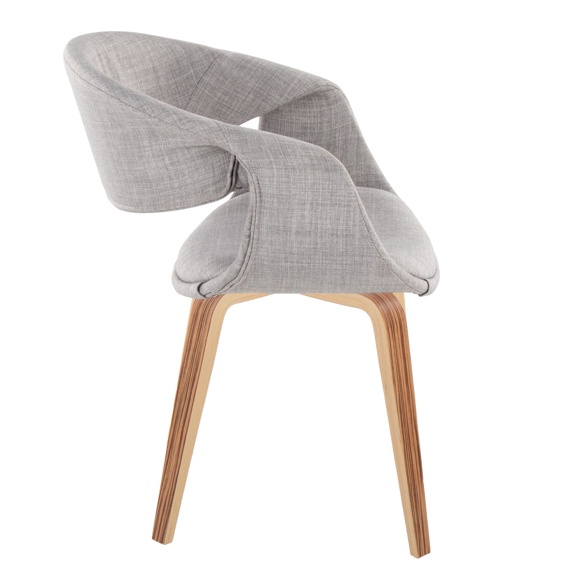 Curvo Upholstered Chair - Set of 2 - Zebra Wood, Grey Fabric