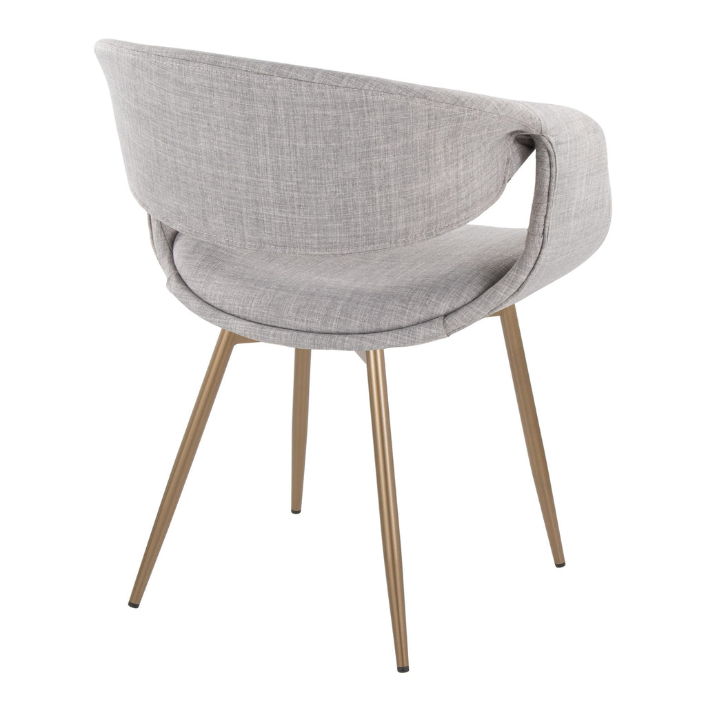 Curvo Upholstered Chair - Set of 2 - Antique Copper Metal, Grey Fabric