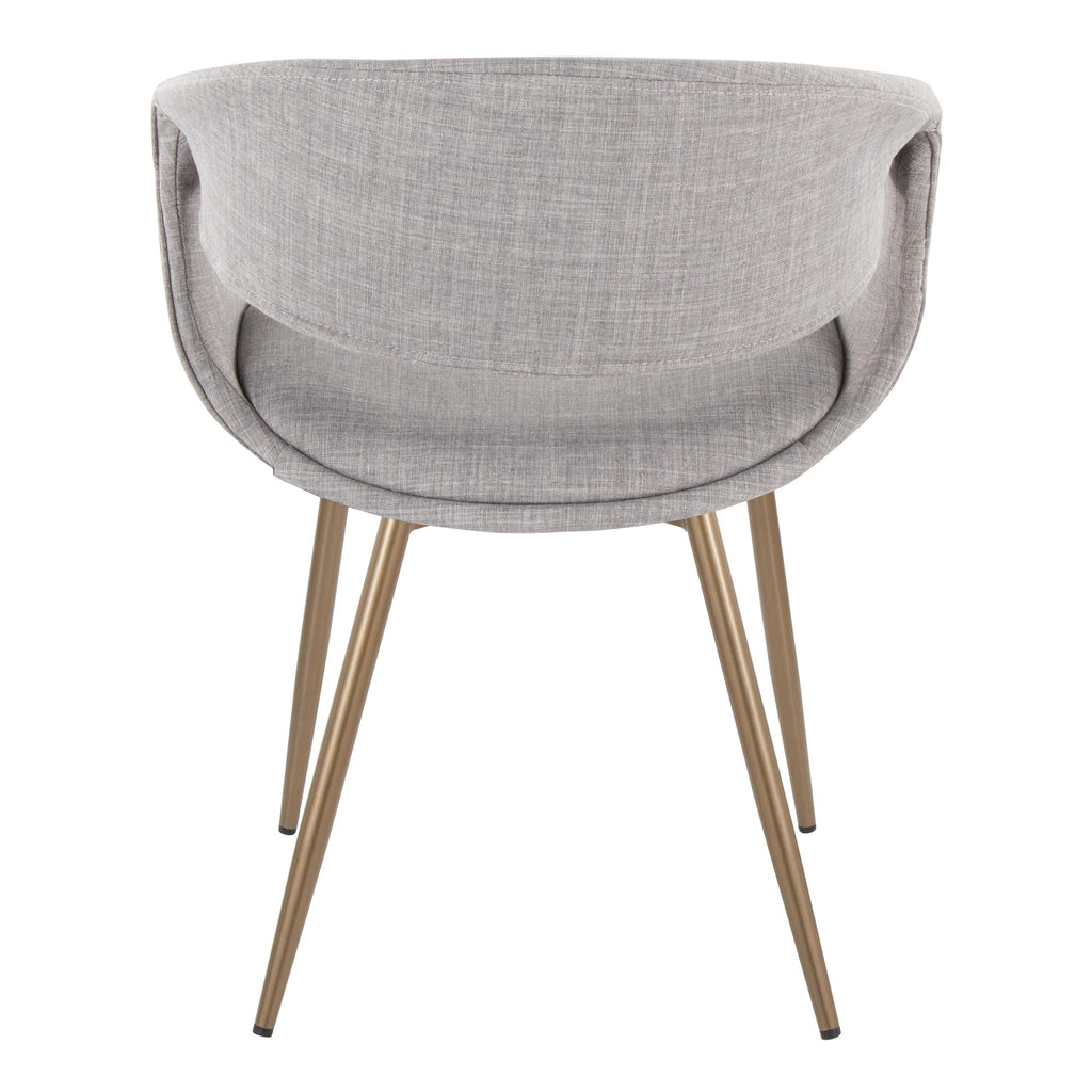 Curvo Upholstered Chair - Set of 2 - Antique Copper Metal, Grey Fabric