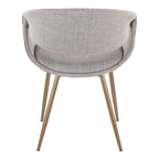 Curvo Upholstered Chair - Set of 2 - Antique Copper Metal, Grey Fabric