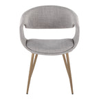 Curvo Upholstered Chair - Set of 2 - Antique Copper Metal, Grey Fabric