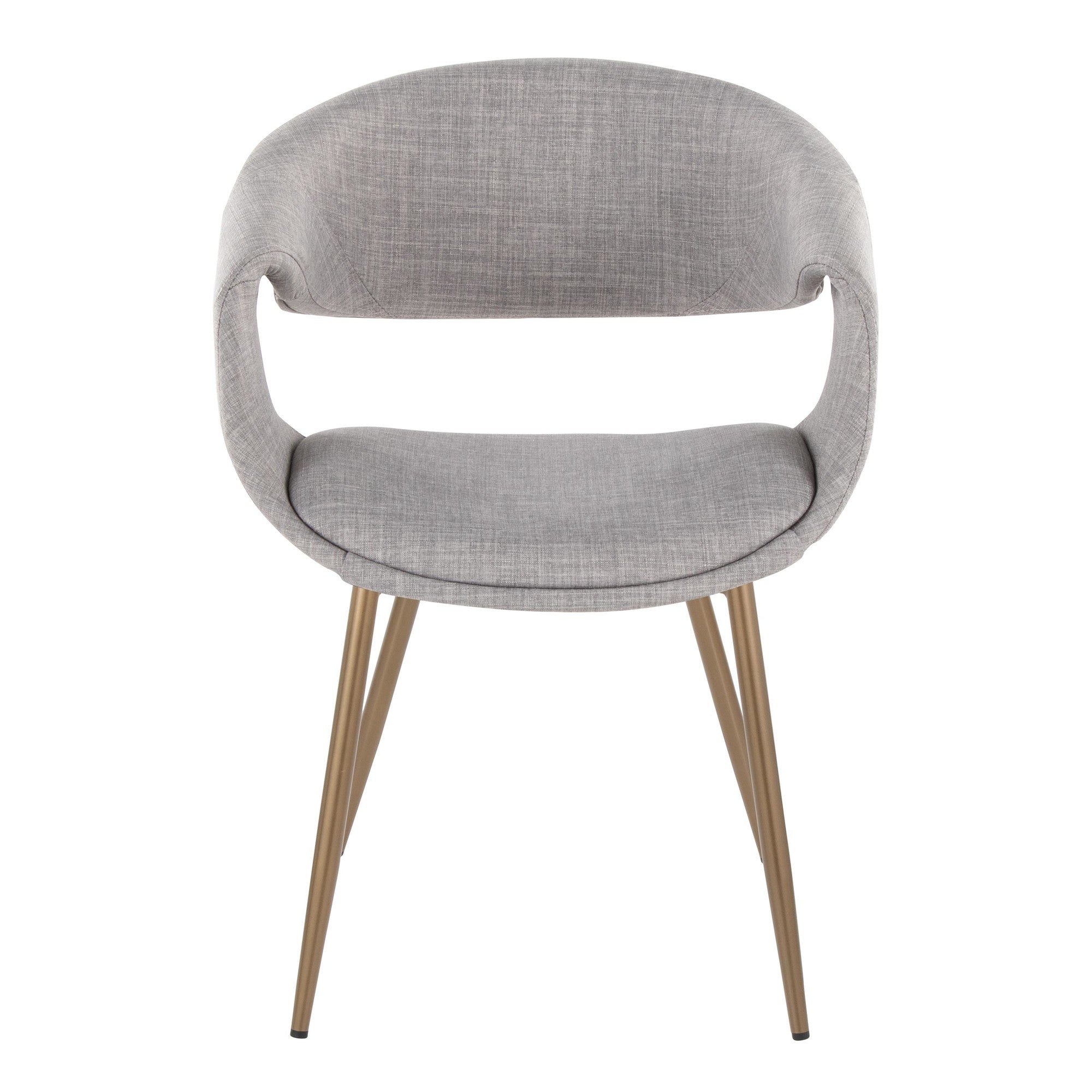 Curvo Upholstered Chair - Set of 2 - Antique Copper Metal, Grey Fabric