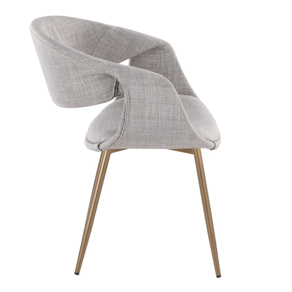 Curvo Upholstered Chair - Set of 2 - Antique Copper Metal, Grey Fabric
