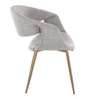 Curvo Upholstered Chair - Set of 2 - Antique Copper Metal, Grey Fabric