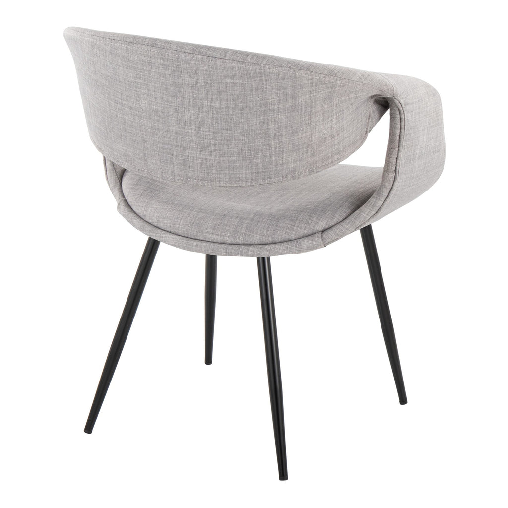 Curvo Upholstered Chair - Set of 2 - Black Metal, Grey Fabric