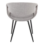 Curvo Upholstered Chair - Set of 2 - Black Metal, Grey Fabric