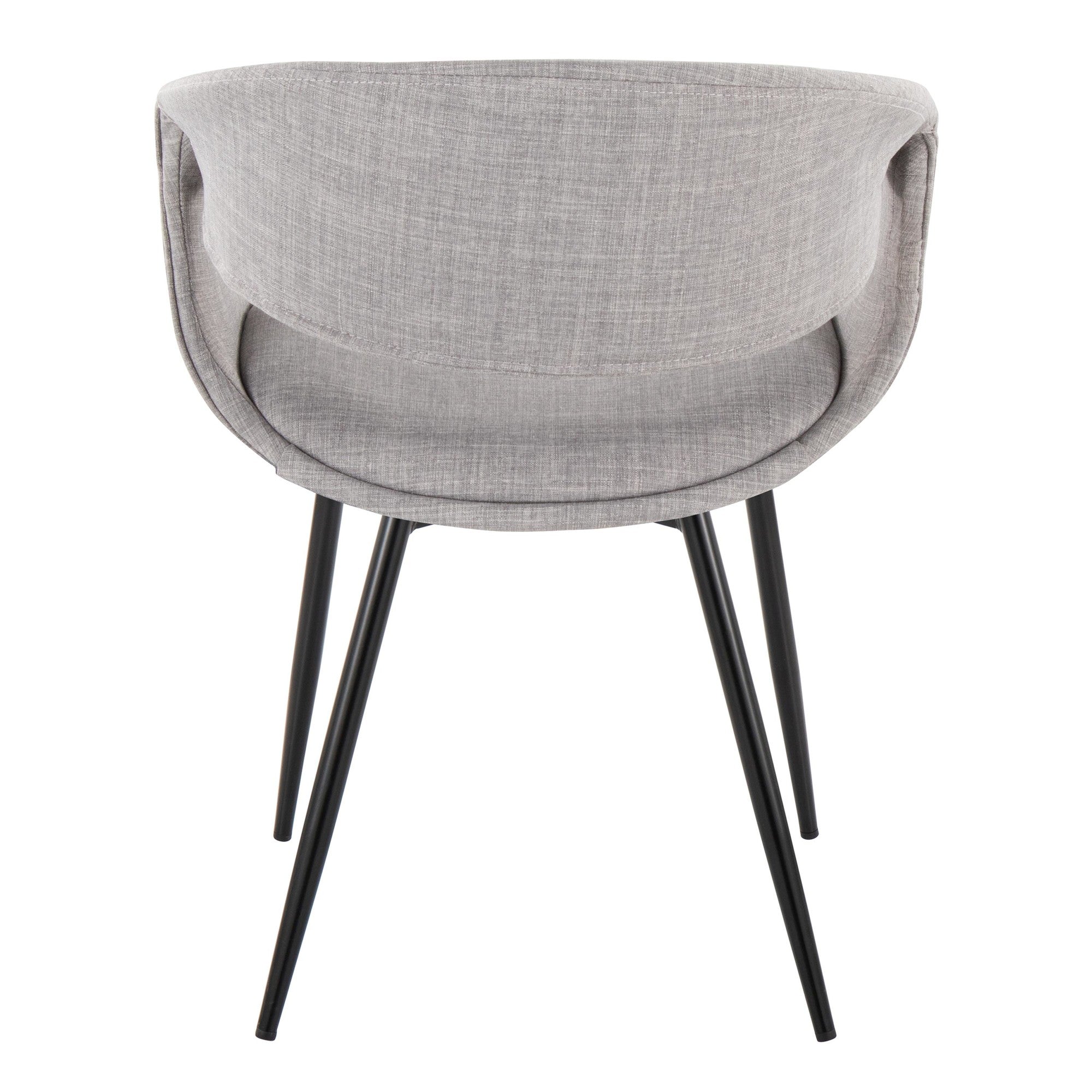 Curvo Upholstered Chair - Set of 2 - Black Metal, Grey Fabric